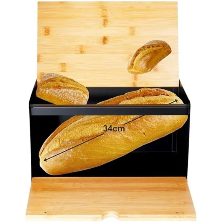 Brotkasten Vilde Metall/Holz doppelter Deckel 35 5 x 22 x 20 5 cm – Bild 6