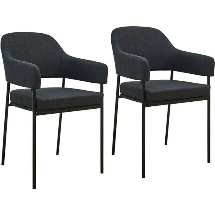 SVITA Esszimmerstuhl SCARLETT (2er Set), Armlehnstuhl, Polsterstuhl, Metallbeine, Stoff, Schwarz – Bild 4