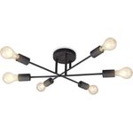 B.K.Licht Deckenleuchte Retro LED Deckenlampe Wohnzimmer E27 schwarz-matt - BKL1229, ohne Leuchtmittel, 2700K - Extra-Warmweiß, Spot-Leuchte industrial-Look modern Arbeitszimmer Küche Schlafzimmer