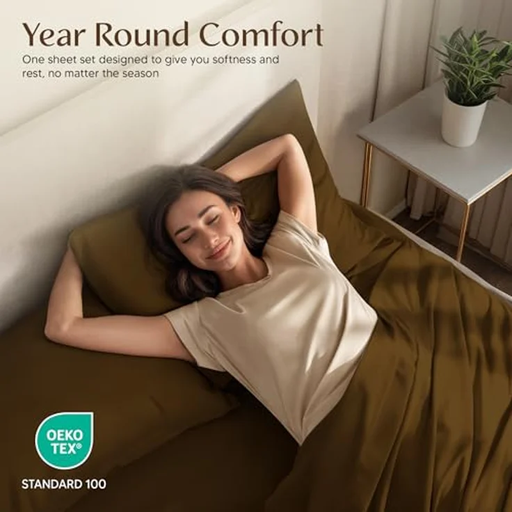 Utopia Bedding Bettwäsche-Set für King-Size-Betten, 4-teilig, gebürstete Mikrofaser, schrumpft und lichtbeständig, pflegeleicht (Kingsize, Mokka) – Bild 6