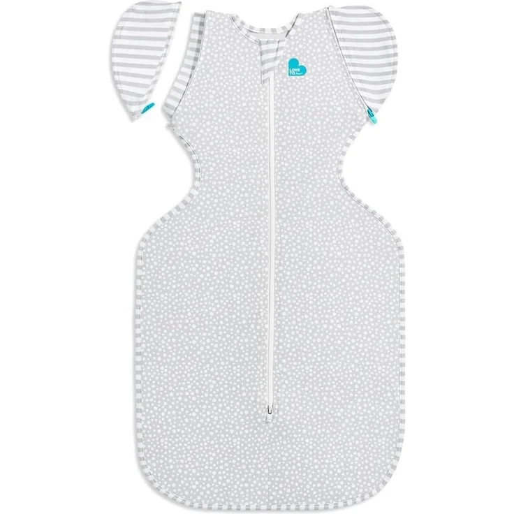 Love To Dream Swaddle Up Übergangssack Bamboo Lite, groß, 8,5–11 kg, grauer Punkt, eng anliegende Passform, abnehmbare Flügel, 1,0 Tog (20–24 °C), maschinenwaschbar, Von Hebammen empfohlen – Bild 1