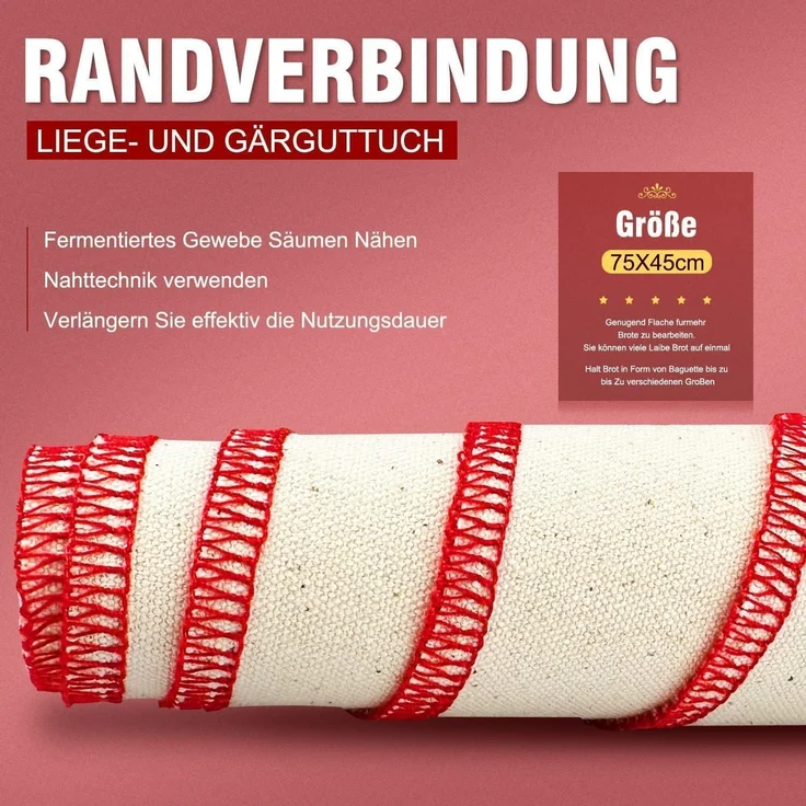 Walfos Profi Gärtuch Brot Backen Leinentuch Teig Gärung Baguette 75x45 cm 2er – Bild 7