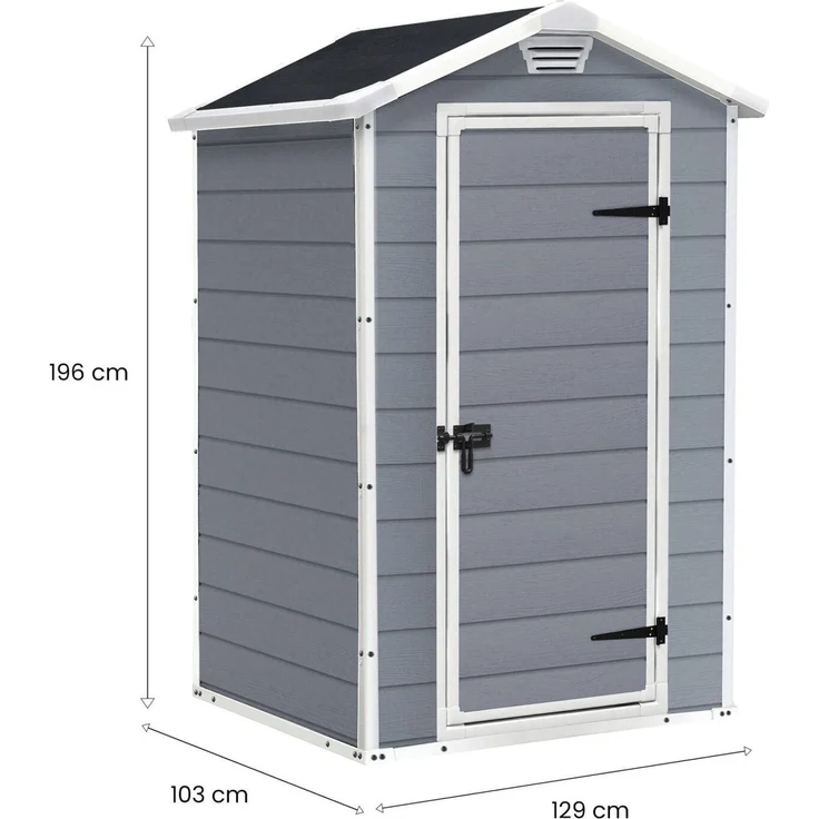 Dmora Gartenhaus Cranbrook, Gartenhütte, Gartenhaus, Werkzeugschuppen, 129x103 h196 cm, Grau – Bild 3