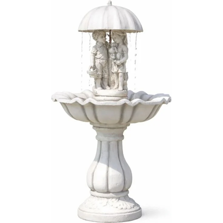 Casa Padrino Barock Springbrunnen Weiß Ø 79 x H. 138 cm - Nostalgischer Gartenbrunnen – Bild 1