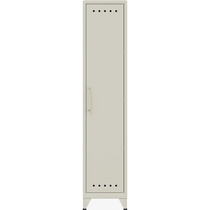 Bisley Fern Locker Garderobenschrank mit Kleiderstange und Hutfachboden, aus hochwertigem, nachhaltigem Stahl hergestellt, 16 mm große Design Lüftungslöcher auf allen Türen, moderner und industrieller Flair, mit integrierten Füßen, H 1800 x B 380 x T 5...