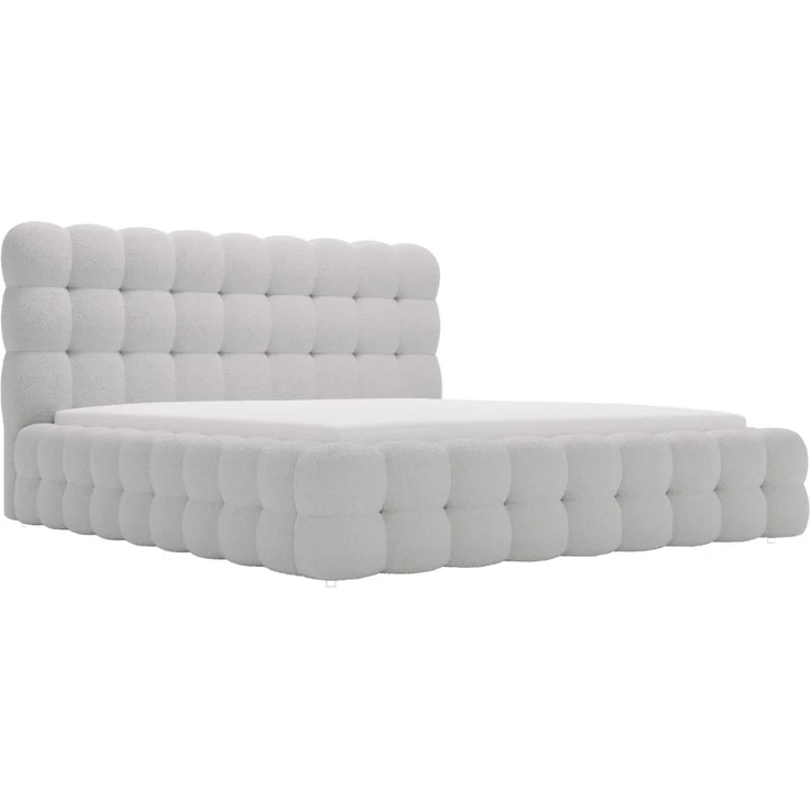 GRAINGOLD Twist Polsterbett 120x200, Doppelbett mit Bettkasten und Lattenrost, Bouclé-Stoff, Hellgrau – Bild 2