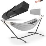 Juskys Hängematte Paya mit Gestell - Outdoor Doppelhängematte für 2 Personen - Ständer bis 200kg belastbar - Indoor doppel Hängeliege - Hellgrau