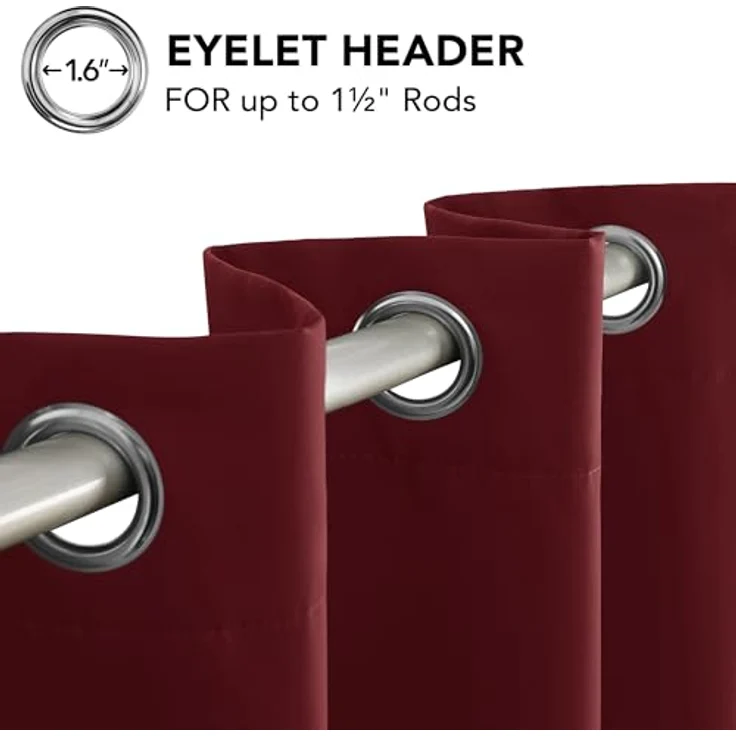 Deconovo Vorhang Blickdicht Verdunkelungsvorhang Kälteschutzvorhang Blickdicht, 229x117 cm(HöhexBreite), Rot, 2er Set – Bild 8