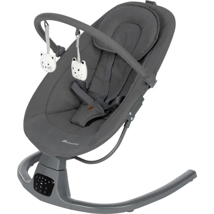 Bebeconfort Melilo Babyschaukel, Automatische Bewegungserkennung, Verstellbare Rückenlehne,0-6 Monaten, 12 beruhigenden Liedern und 5 Naturgeräuschen, 5-Punkt-Gurt, Mineral Graphite