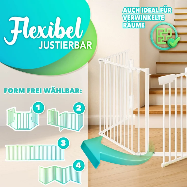 KIDUKU Kaminschutzgitter 180 cm Weiß Baby Absperrgitter Ofenschutzgitter Laufstall Türschutzgitter – Bild 5