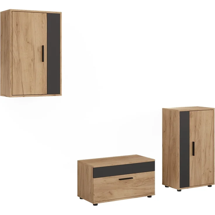 Wohnwand Berno Goldkraft Eiche/Anthrazit 3-teiliges Set Vicco – Bild 1
