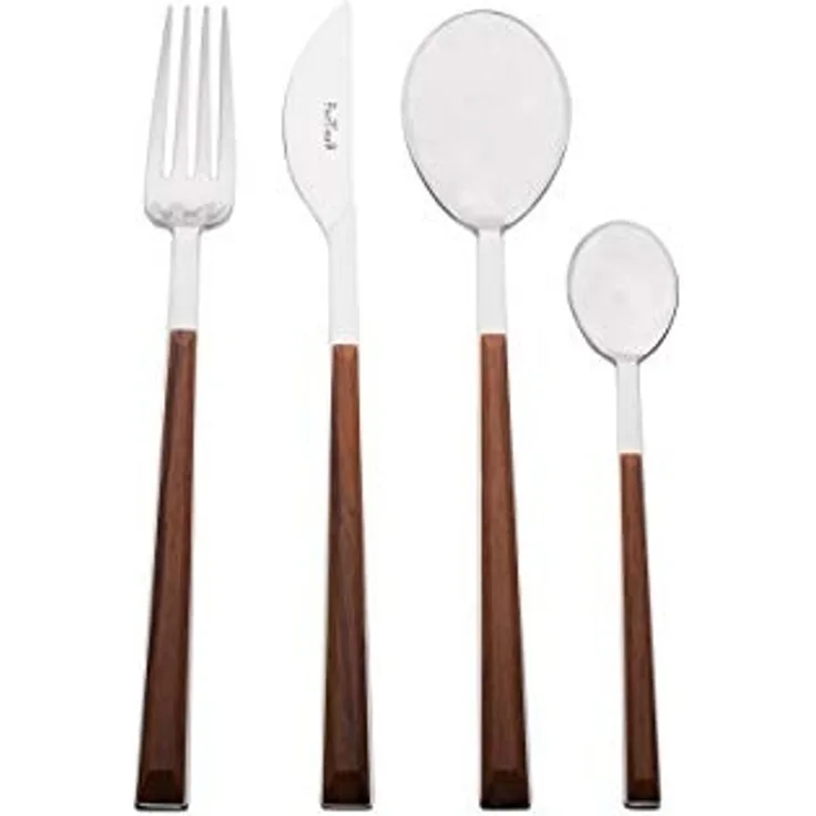 PINTINOX Besteck-Set Sushi (24-tlg), 6 Personen, Edelstahl 18/0, mit Kunststoffgriff in Holz-Optik