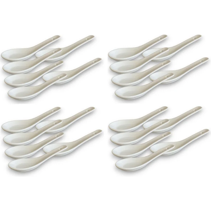 WestCraft Suppenlöffel White and black Series ASIATICA, Porzellan-Löffel-Set Asien / Ramen, 13 cm - Reis-Löffel - Suppen-Löffel, Servier-Löffel - Spoon-Set – Bild 1