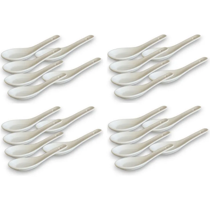 WestCraft Suppenlöffel White and black Series ASIATICA, Porzellan-Löffel-Set Asien / Ramen, 13 cm - Reis-Löffel - Suppen-Löffel, Servier-Löffel - Spoon-Set