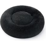 BEDSURE Hundebett waschbar Flauschiges Katzenbett - Ø 50 cm Donut Kissen, Katzenschlafplatz für Katzen Kleine Mittelgroße Hunde, Plüsch Katzenkissen Rund Kuschelbett Katzen Bettchen, Dunkelgrau