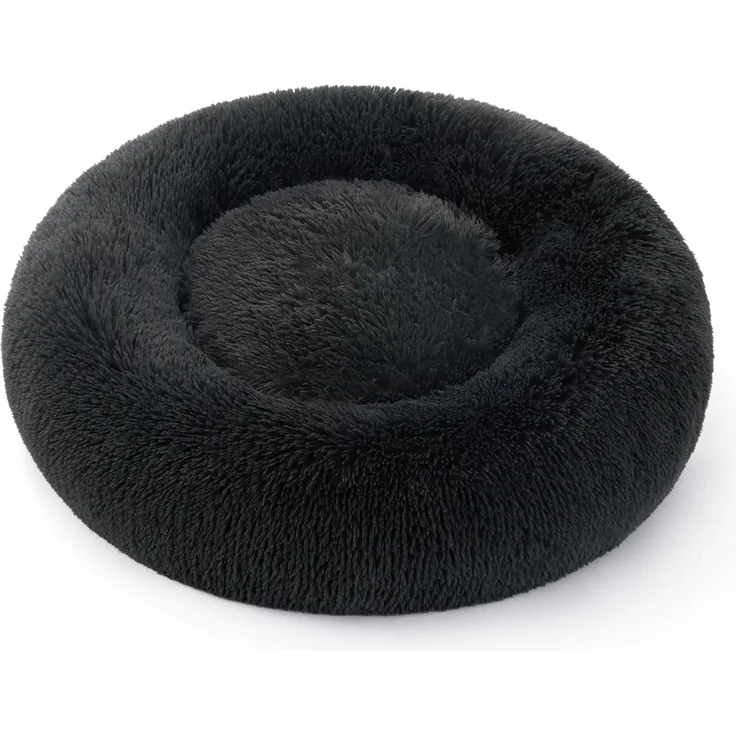 BEDSURE Hundebett waschbar Flauschiges Katzenbett - Ø 50 cm Donut Kissen, Katzenschlafplatz für Katzen Kleine Mittelgroße Hunde, Plüsch Katzenkissen Rund Kuschelbett Katzen Bettchen, Dunkelgrau