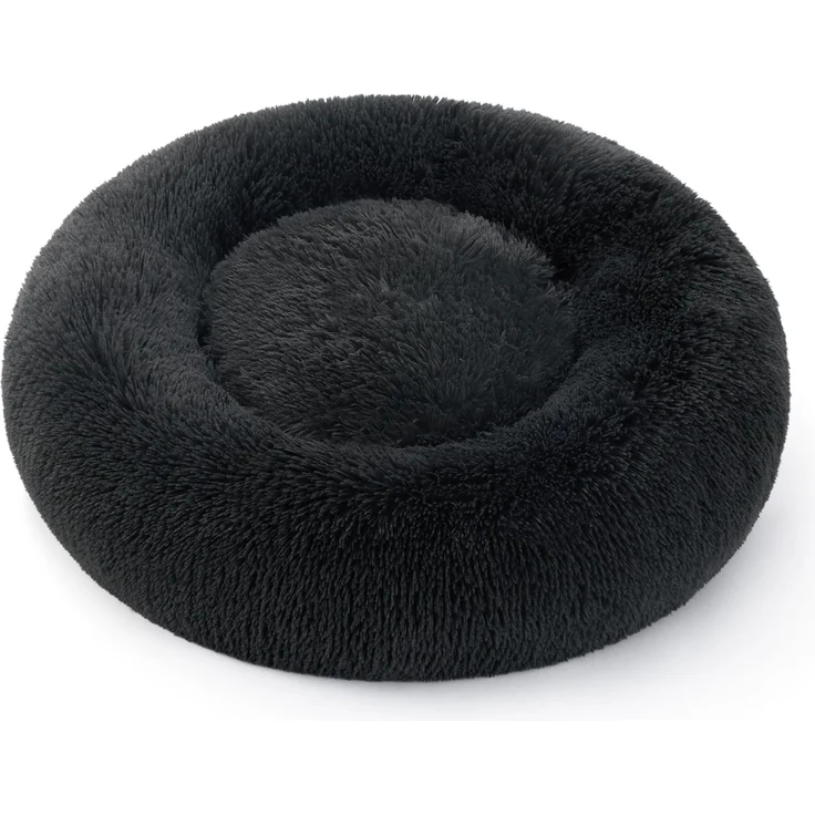BEDSURE Hundebett waschbar Flauschiges Katzenbett - Ø 50 cm Donut Kissen, Katzenschlafplatz für Katzen Kleine Mittelgroße Hunde, Plüsch Katzenkissen Rund Kuschelbett Katzen Bettchen, Dunkelgrau – Bild 1