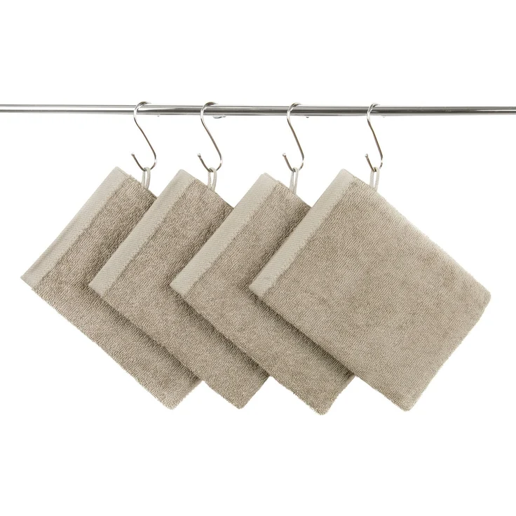 ZOLLNER 10er Set Waschlappen aus Baumwolle, 16x21 cm, hellbraun – Bild 2