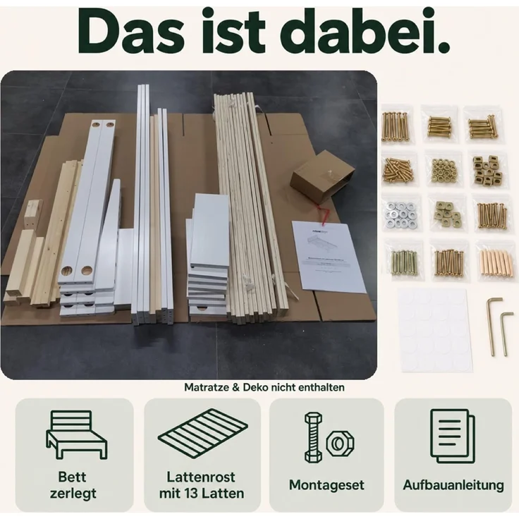 Relaxdays Bett Massivholz 120x200 cm – Bild 9