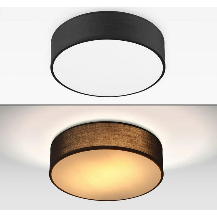 monzana Deckenleuchte Deckenleuchte, Innenbeleuchtung, Deckenlampe Stoff Schwarz 38 cm Modern E27 Rund 2 Flammig – Bild 2