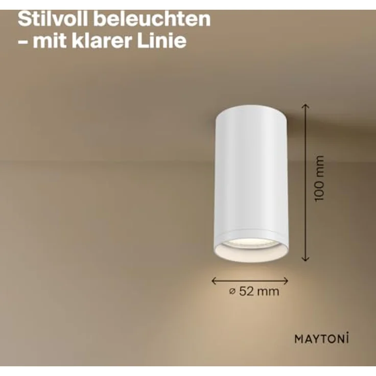 MAYTONI FOCUS S Deckenleuchte, GU10 Deckenlampe aus Aluminium, Ø5 cm, ideale LED Leuchte für Küche, Flur, Wohnzimmer oder Esszimmer, Weiß – Bild 4