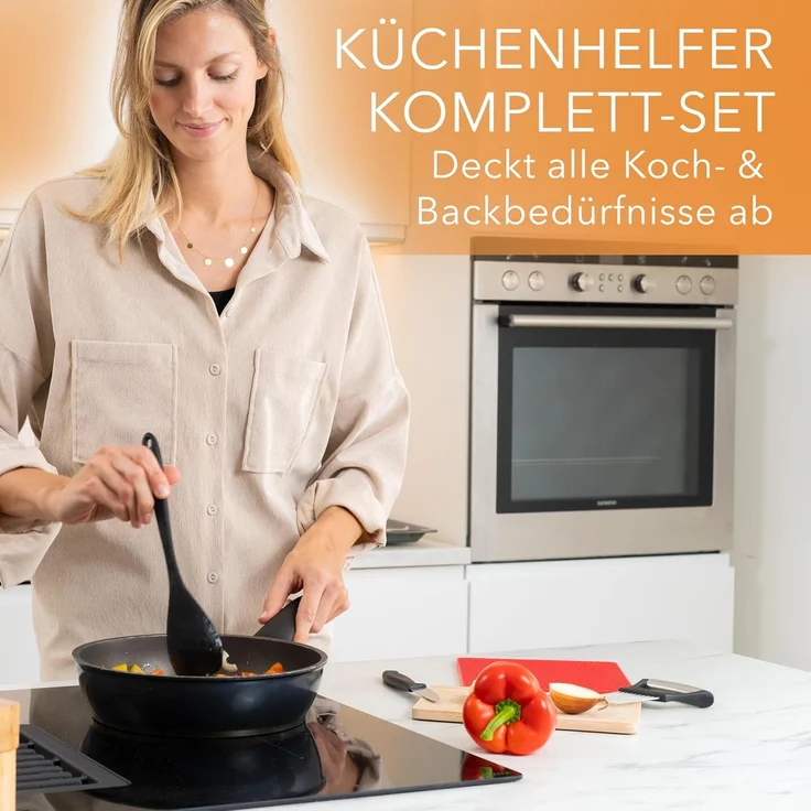 AVANA Kochbesteck-Set Silikon Küchenhelfer Hitzebeständig Kochgeschirr Küchenutensilien (10 Stück), Kochzange, Schneebesen, Spachtel, Backpinsel, Pfannenwender – Bild 2