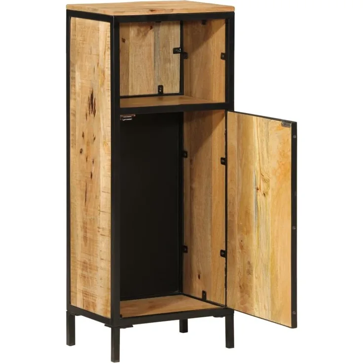 Midischränke, Badezimmerschrank 40x27x90 cm Massivholz Mango und Eisen