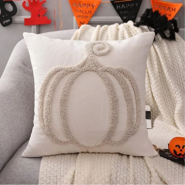 Diwzbyn Kissenbezug Herbst Kissenhülle 45x45 cm, Plüsch Kürbis Dekorative Herbstkissen, (2 Stück), für Sofa Bettwäsche Halloween Thanksgiving Herbst Dekor – Bild 3