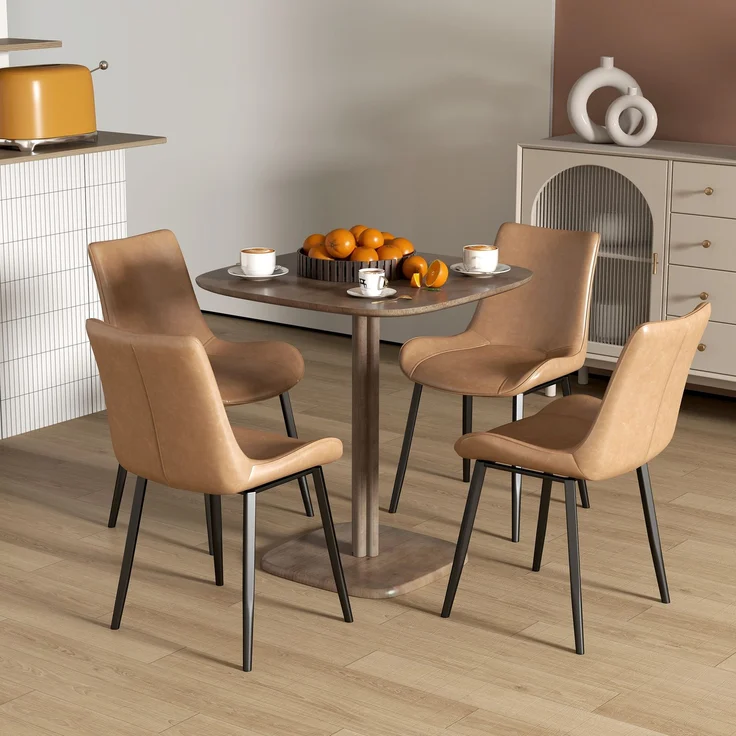 JARDJ Esstisch für 4 Personen, quadratischer Küchentisch, modernes Design mit Tischplatte in Holzoptik, 70 x 70 cm, braun – Bild 3