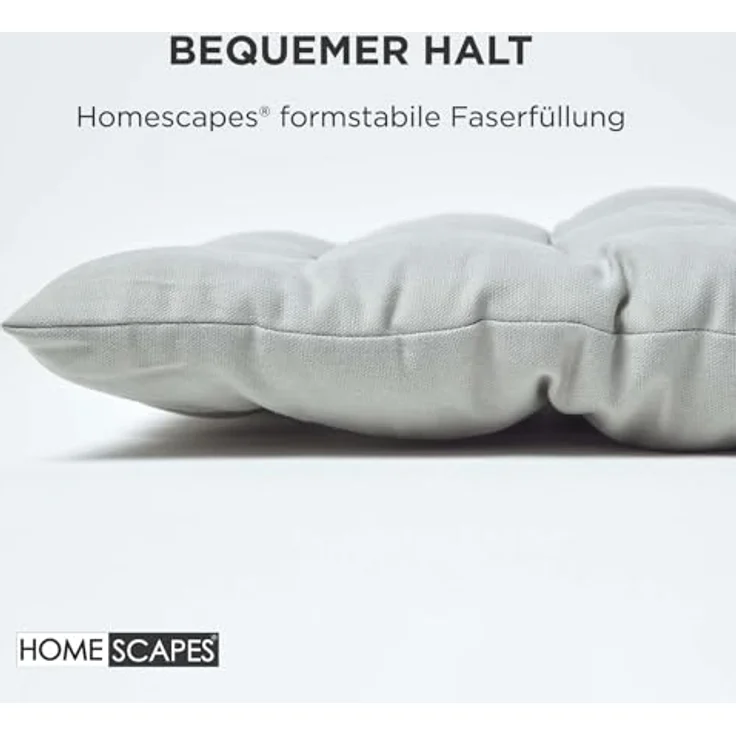 Homescapes Stuhlkissen 2er Bankauflage grau 100% Baumwolle – Bild 6
