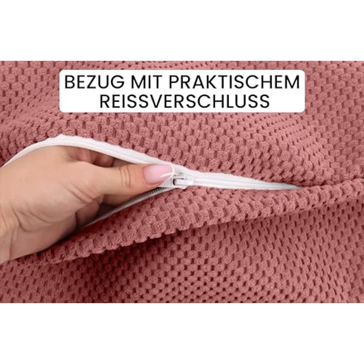 Amilian Nackenrollenbezug 15x40 cm - Ersatzbezug für Nackenrolle, Kissenrolle, Bettrolle, waschbarer Ersatzbezug mit verdecktem Reißverschluss – Bild 4