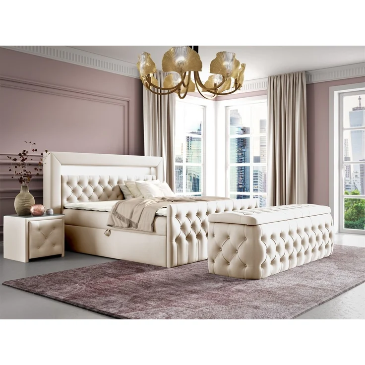 Polsterhocker mit Stauraum ERNESTO 180x50x45 cm Elisa Velvet Cremeweiß – Bild 5
