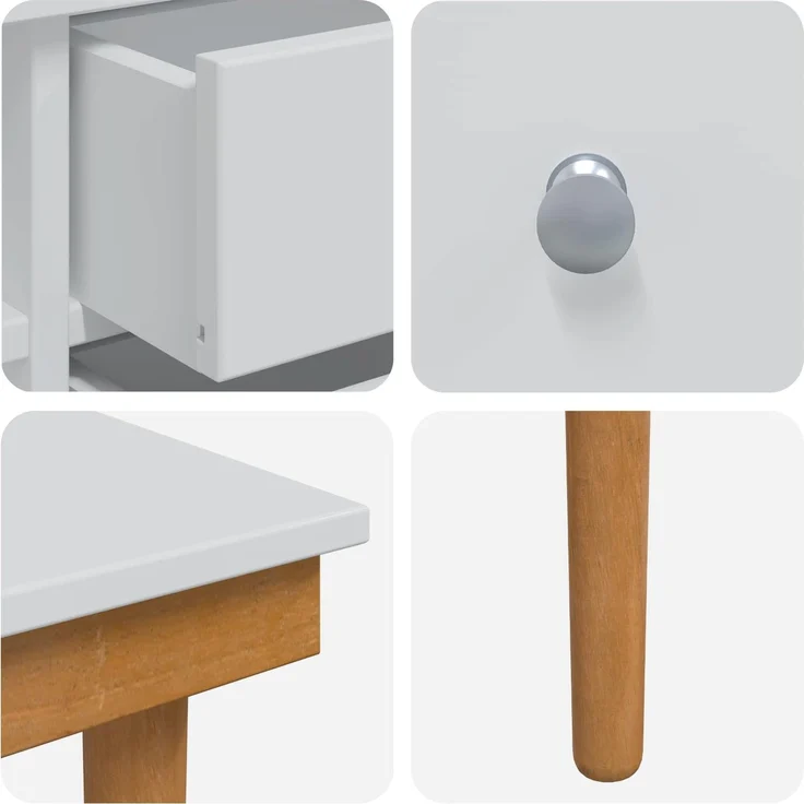 vidaXL Schminktisch-Set FAUSKE 3 Stk. Weiß 100 x 50 x 103,5 cm 3438588 – Bild 9