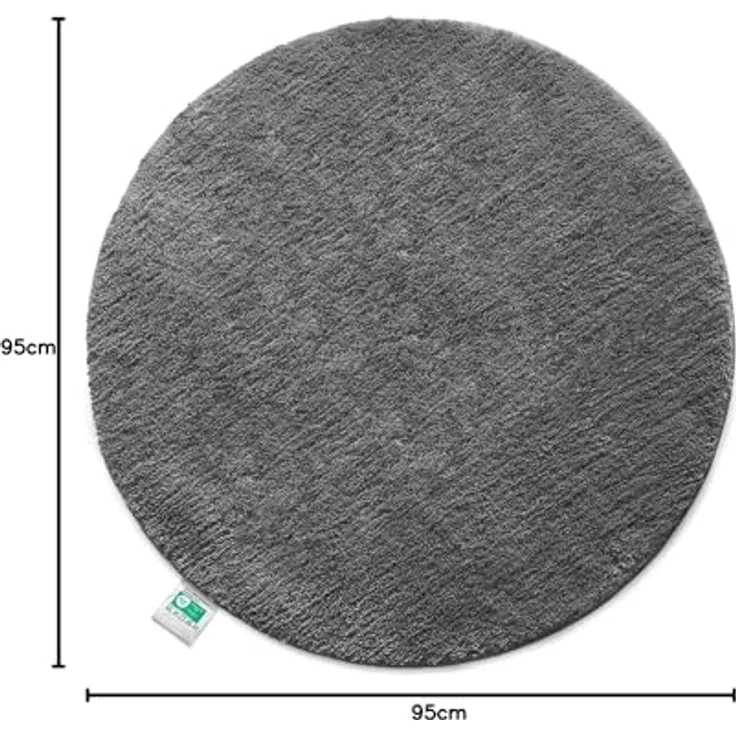 Floordirekt Badematte Sky, Dunkelgraue, Runde Mikrofaser-Badeteppich, 120 cm, rutschfest und waschmaschinenfest – Bild 3