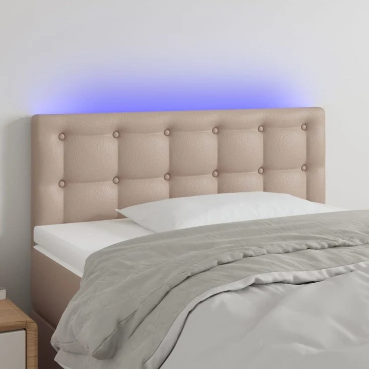 vidaXL LED Kopfteil Cappuccino-Braun 100x5x78/88 cm Kunstleder 3121701 – Bild 1