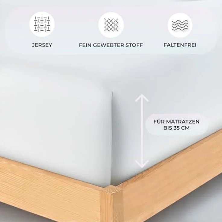 Buymax Spannbettlaken Stretch 180x200-200x220 cm für Wasserbetten und Boxspringbetten Bettbezug für Matratzen bis 35 cm Matratzenhöhe, Weiß – Bild 3