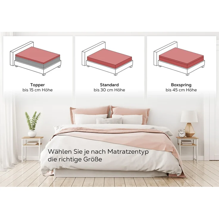 Beautex Spannbettlaken, Gummizug: rundum, (1 Stück), gekämmte Baumwolle Premium Jersey, 160g/m², Dunkelbraun, Standard - 90 x 200 x 30 cm – Bild 4