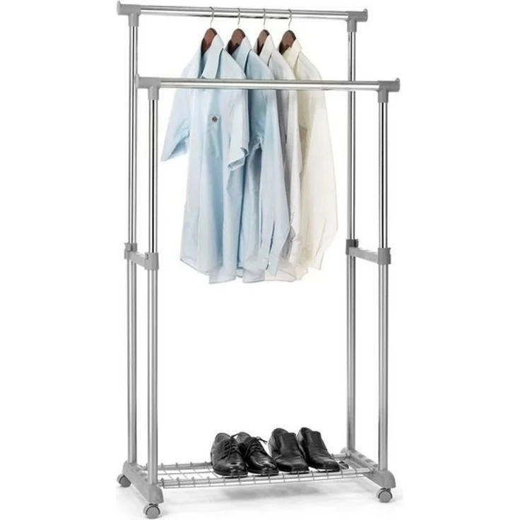 IDIMEX Garderobenständer GROSSO, Garderobenwagen mit 2 Kleiderstangen und Schuhablage metall – Bild 4