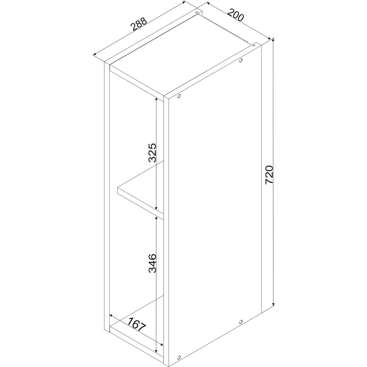 Alice WO20 offenes Küchen-Hängeregal, 20 x 72 x 28,8 cm, Weiß, zur Selbstmontage – Bild 2