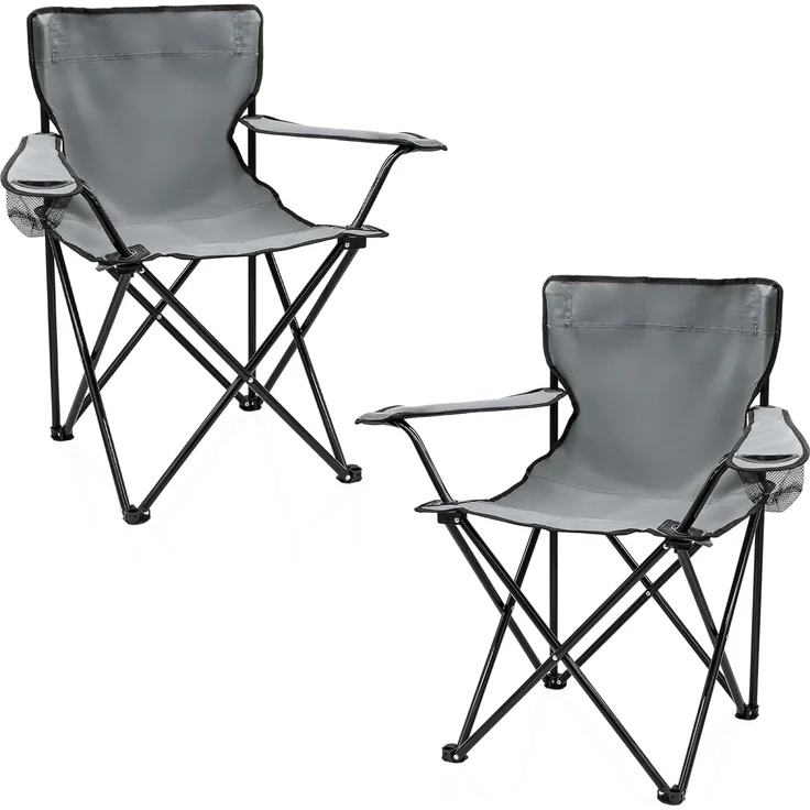 Spetebo Campingstuhl Campingstuhl mit Getränkehalter - 2er Set (2er Set, 1 St), Camping Strand und Garten Klappstuhl
