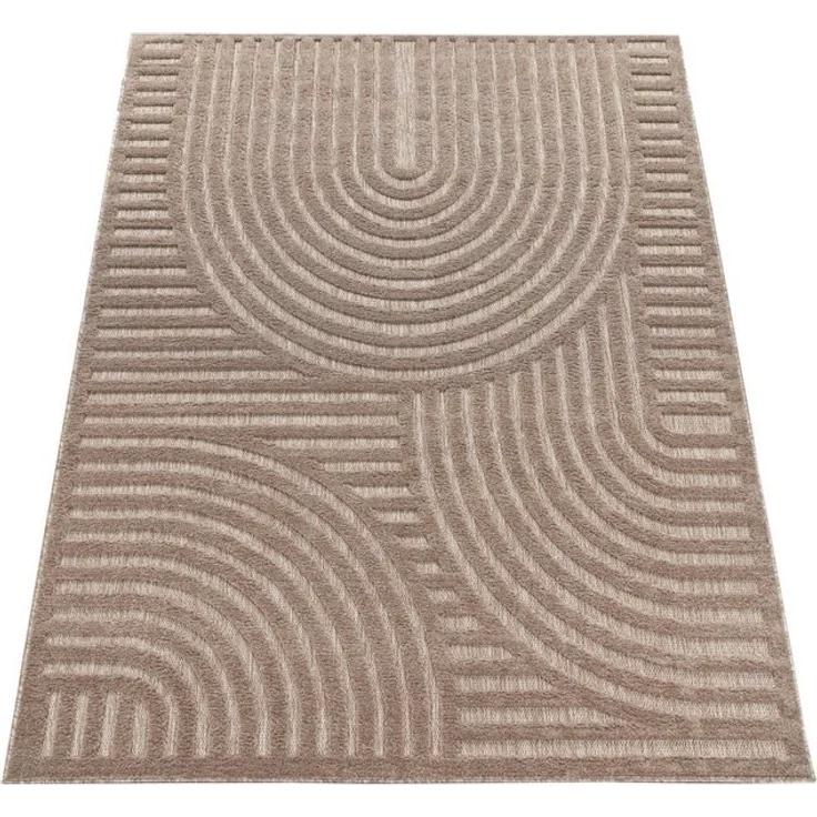 Paco Home Teppich Livorno 674, rechteckig, Höhe: 14 mm, Uni Farben, moderner Hoch-Tief-Effekt, Scandi-Look, Outdoor geeignet – Bild 4