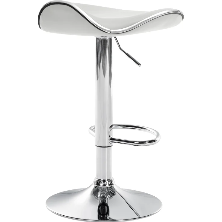 Barhocker TANOR - Kunstleder Weiß 45x45x71 cm Silber | Barstuhl Höhenverstellbar Drehbar Tresenhocker Tresenstuhl Kneipenhocker Kneipenstuhl – Bild 4