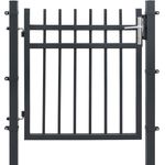 SONGMICS Gartentor aus verzinktem Stahl, Gartentür, Zauntor, Hoftor, mit Schloss, Türklinke und Schlüssel, 106 x 90 cm (L x H), grau GGD350G