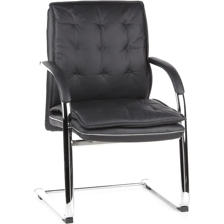 hjh OFFICE Besucherstuhl Konferenzstuhl VILLA V Leder Schwarz