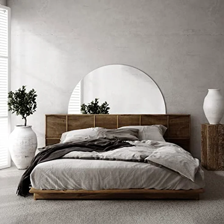Tulup Halbrunder Wandspiegel, großer Schlafzimmer-Spiegel 100 cm mit glatter Oberfläche und abgerundeten Kanten, inkl. Montageset – Bild 5