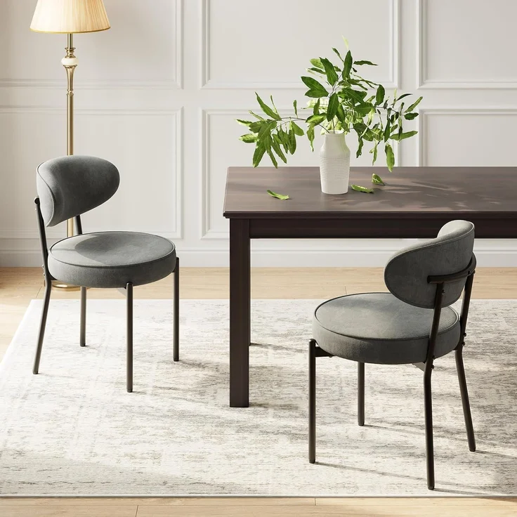 COLAMY Esszimmerstühle 2er Set mit 10 cm Sitzpolster – Moderne Polsterstühle aus kuscheligem Teddy-Stoff, mit robustem Metallgestell – Für Küche & Wohnbereich, Grau – Bild 4