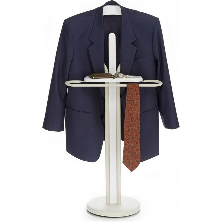 IDIMEX Herrendiener FABIO, Stummer Diener mit Kleiderbügel, Hosenbügel und Ablage Beige/Weiß – Bild 2