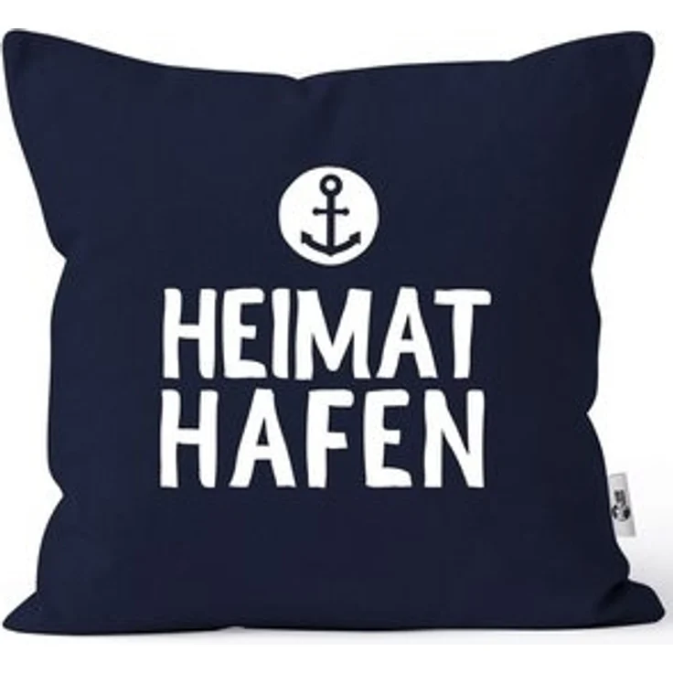 MoonWorks Dekokissen Kissenbezug Aufschrift Heimathafen Anker Geschenk Partner Familie Freunde maritimes Motiv Moonworks® – Bild 6