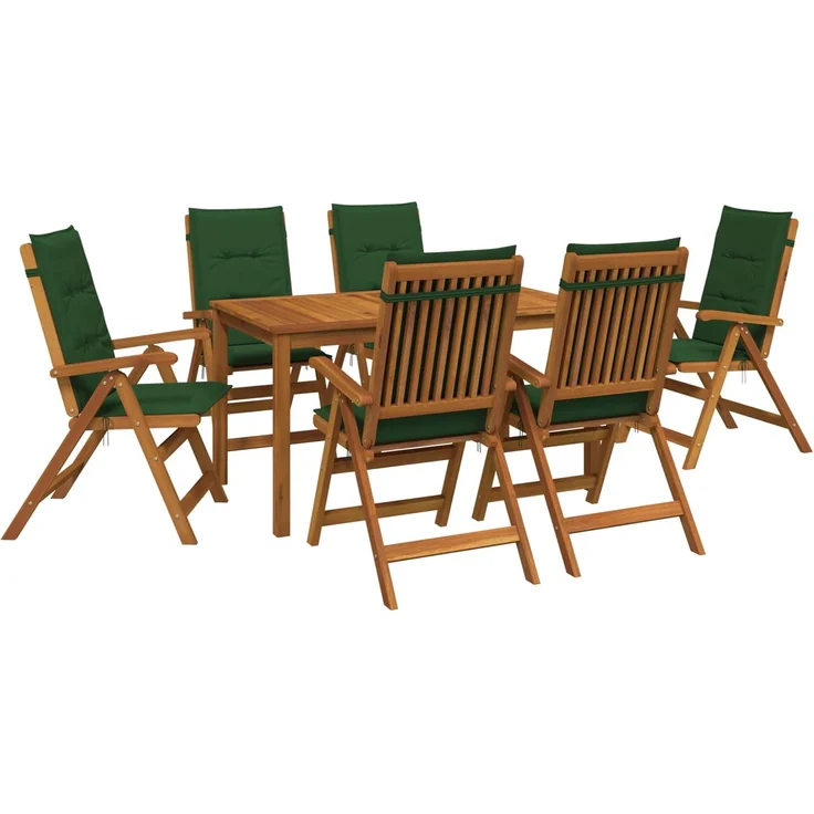 vidaXL 7-teiliges Garten Essset 6-Sitzer Grün Massivholz Akazie 3434565 – Bild 2