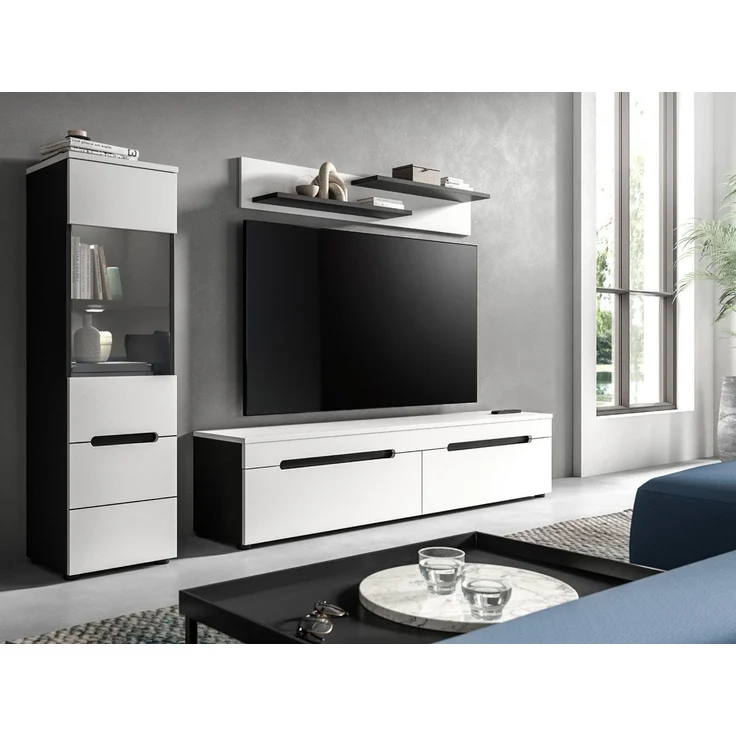 Inn. Furn Wohnwand Cooper, (Wohnkombination in Weiß matt und Basalt Grau, 3-teilig, Breite 220 cm), hängend oder stehend – Bild 3